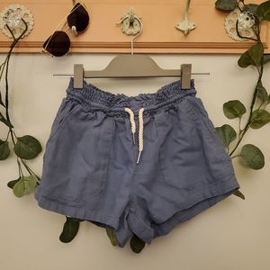 Love Tree | Dusty Blue Linen Blend Shorts Drawstrings Pockets Size S